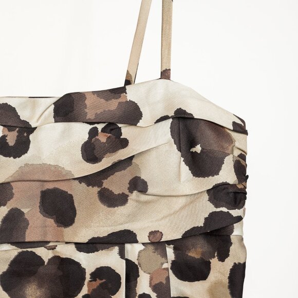 Moschino Cheap and Chic Taupe Leopard Silk & Cotton Empire-Waist Dress - Picture 4 of 9